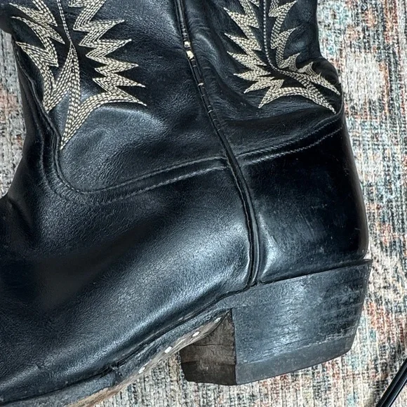 Tony Lama 6924 Men’s Black Leather Boots Vintage Western Cowboy Pointed Toe 11D